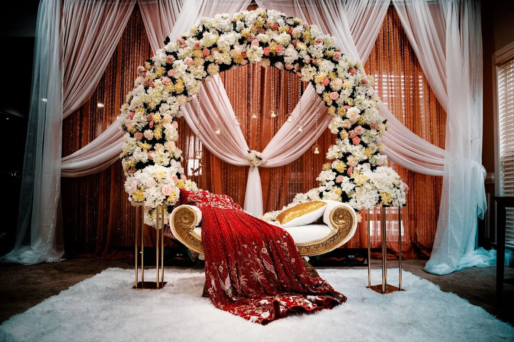 Floral wedding stage