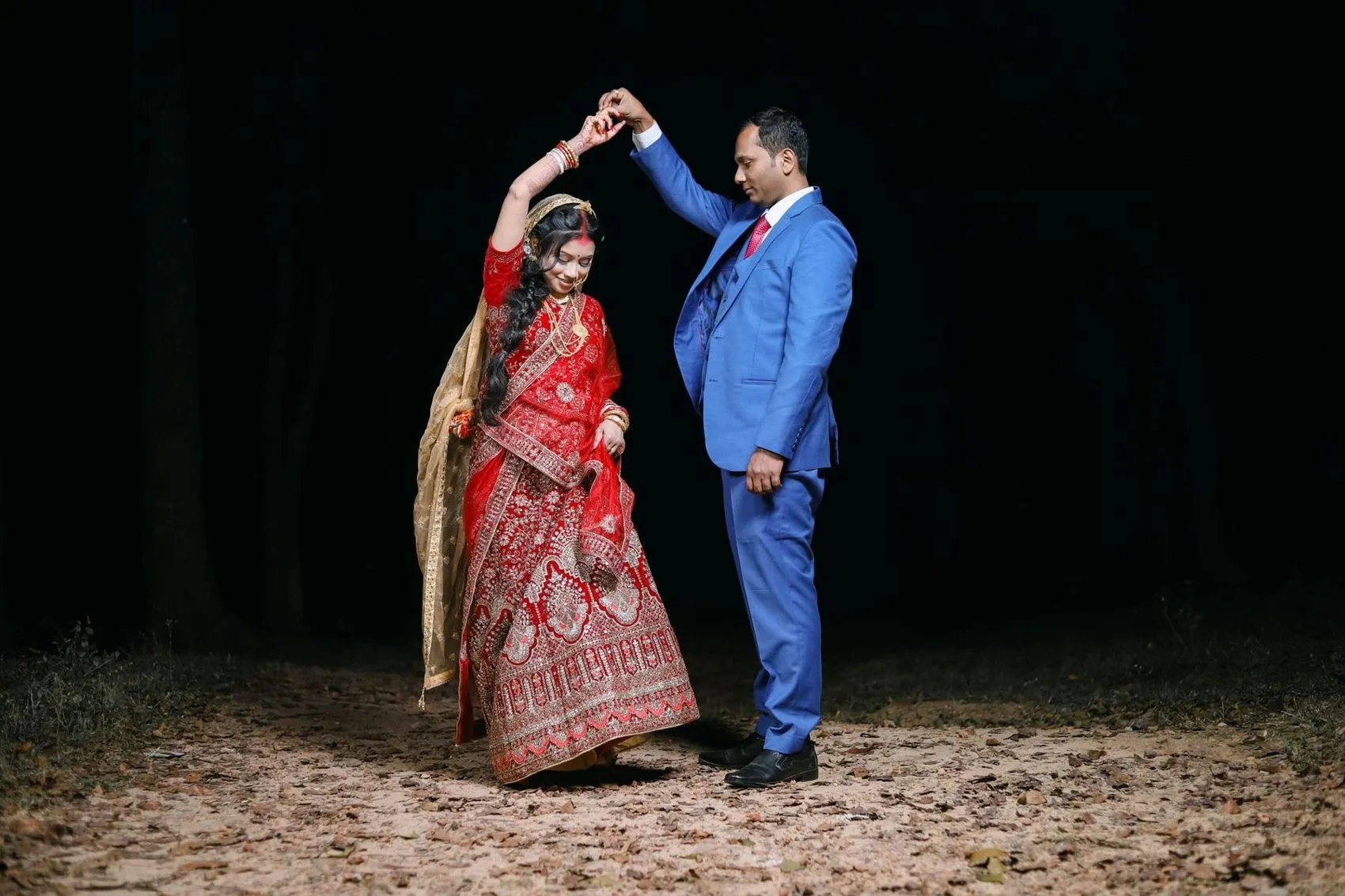 Couple dancing at night