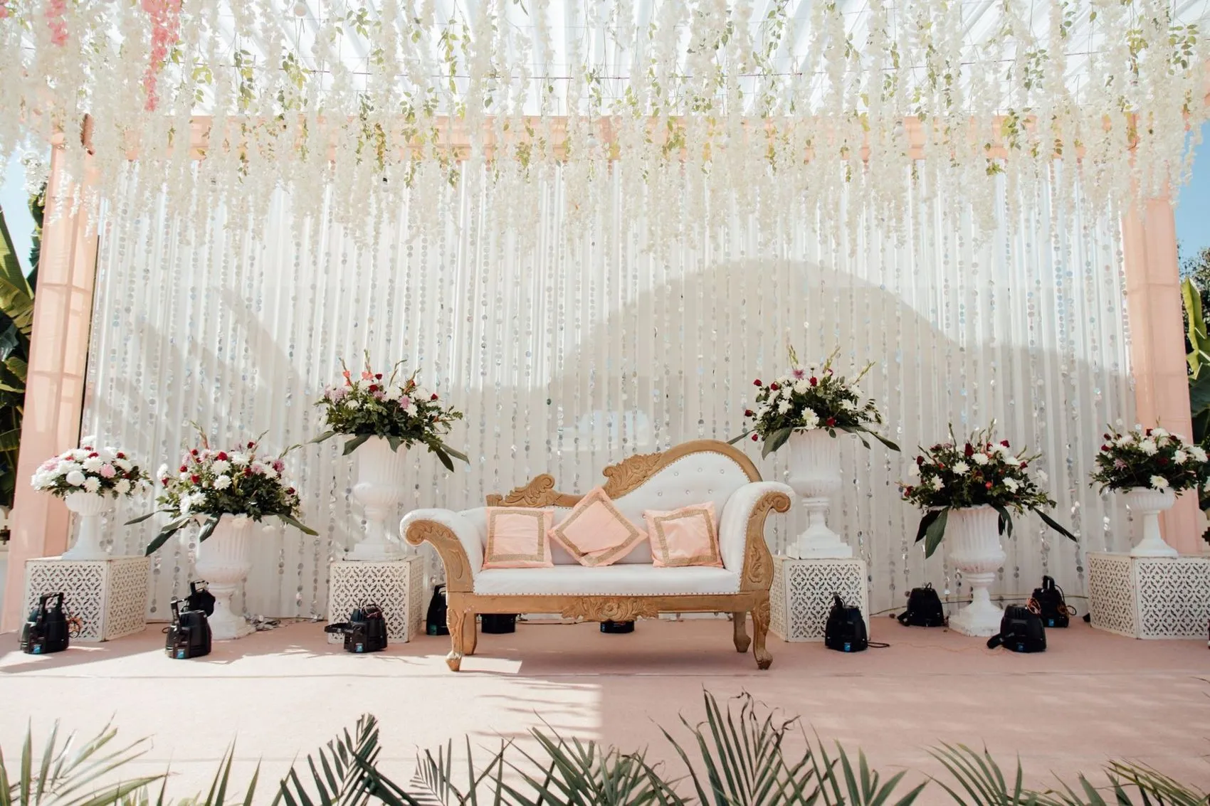 Outdoor floral wedding stage